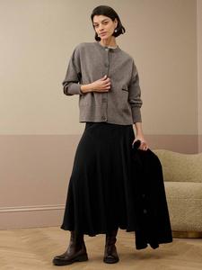 Кардиган из ламской шерсти с круглым вырезом и длинными рукавами Brora, Otter