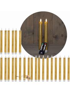 Novaliv Светодиодные конусные свечи Novaliv, 12 штук, из натурального воска, золотистого цвета, с функцией таймера, 6 штук в золотистом цвете