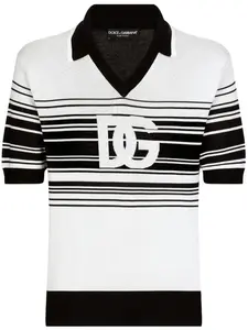 Полосатая рубашка поло из шелка DOLCE & GABBANA, белый