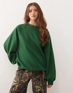 Толстовка Weekday из толстого джерси большого размера темно-зеленого цвета