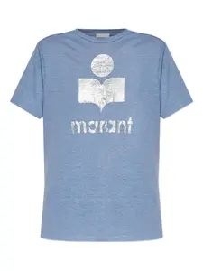 Льняная футболка с логотипом MARANT ÉTOILE, синий