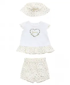 Комплект для девочек: футболка с коротким рукавом, шорты и бейсболка-ведро (3 предмета) GUESS, белый