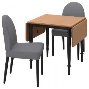 Стол и 2 стула DANDERYD/DANDERYD IKEA, 74/134x80 см, цвет pine veneer black/vissle grey