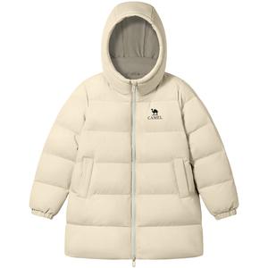 Детская пуховая куртка с капюшоном, неотстегивающимся, умеренно утепленная CAMEL, milk tea