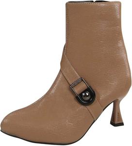 Женские ботильоны из искусственной кожи с ремешком и пряжкой, сексуальные, на низком каблуке-шпильке, вестерн-стиль, с заостренным носком, удобные Generic, Khaki