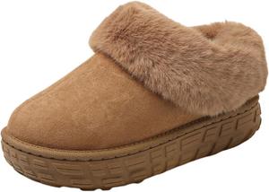 Женские слипперы Snow: модные легкие зимние утепленные флисом ботинки для дома и улицы, обувь 2025 года для осенних образов Generic, Coffee