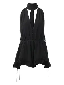 Комбинезон с V-образным вырезом и оборками Chloé, черный