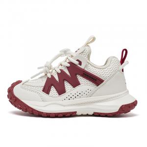 Нескользящие, износостойкие, дышащие детские беговые кроссовки Hobibear, бежевый белый красный (mesh all-season)