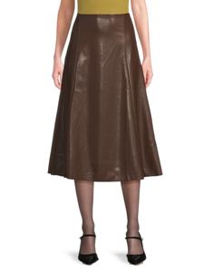 Юбка миди из искусственной кожи с клешем WeWoreWhat, коричневый