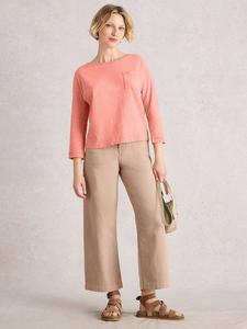 Топ с деталями в виде маленьких карманов White Stuff, Mid Coral