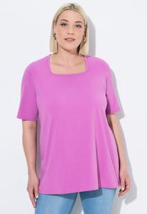 Футболка Ulla Popken CARREE-AUSSCHNITT, Cool Pink/Light Pink