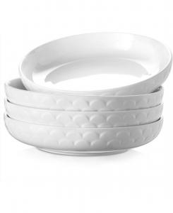 Набор из 4 больших салатниц объемом 54 унции, керамических суповых тарелок и тарелок диаметром 10 дюймов для приготовления пищи на кухне Ventray, Whtie