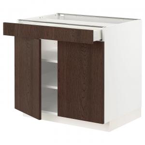 Нижний шкаф/полки/ящик/2 двери METOD/MAXIMERA IKEA, 80x60x70 см, цвет white/sinarp brown
