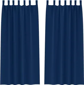Плотные шторы с кольцами, 2 шт., темно-синие, 245 x 140 см vidaXL