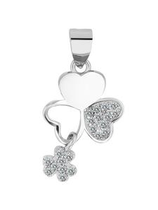 Adeliás Женский кулон в виде клевера из серебра 925 пробы с фианитами в серебряной оправе