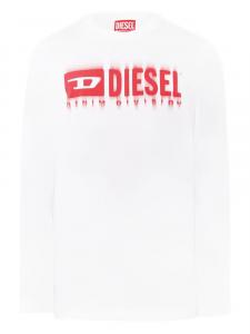 Футболка с длинными рукавами и принтом логотипа Diesel Kids, белый