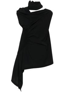 Issey Miyake креповая блузка асимметричного кроя, черный