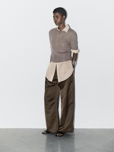 Вязаный свитер с коротким рукавом - студия Massimo Dutti, Mink