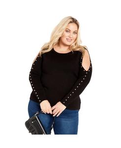 Женский свитер с открытыми плечами и длинными рукавами AVENUE, Black