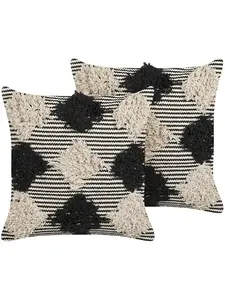 Декоративная подушка Beliani 2er Set Deko BHUSAWAL, цвет schwarz/beige