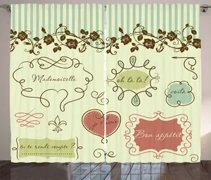 Штора ABAKUHAUS с рисунком в деревенском стиле, винтажный французский рисунок, универсальные ленточные шторы для гостиной с петлями и крючками, 280 x 175 см, светло-зеленый шоколадный Abakuhaus