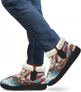 Зимние женские ботинки с меховой подкладкой, подошва EVA, утепленные удобные зимние ботинки для снега, уличные, размер 4,5-14 Chririnla, Eagle American Flag