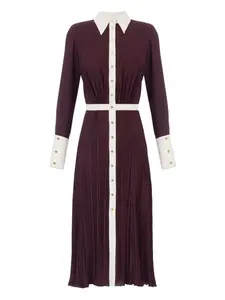 Плиссированное платье с контрастной отделкой Elisabetta Franchi, красный