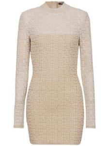 Balmain жаккардовое платье PB Labyrinth, нейтральный цвет