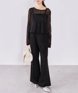 Комплект из плиссированного бюстье с баской и брюк Archives, цвет Black