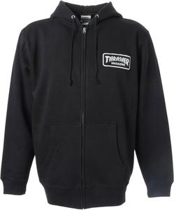 Мужская толстовка Thrasher TH56001 на молнии с капюшоном (логотип бренда), классическая модель, белый/черный