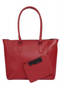 Шопер, натуральная кожа, сделано в Италии Cluty, красный