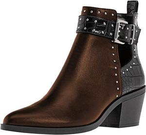 Женские ботильоны FSJ Almond с заостренным носком, вырезами в стиле челси, массивным каблуком, ремешком с пряжкой и комфортной посадкой, размеры 4-15 США, Coffee Brown