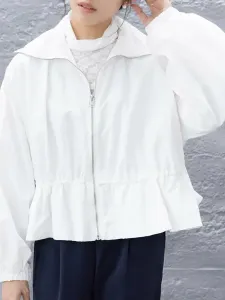 Куртка с баской, верхняя одежда, передняя молния Doux Belle, цвет White