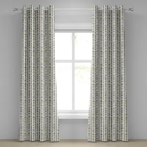 Штора на люверсах ABAKUHAUS Стрела, узор в стиле ретро, этническое искусство, стрела и геометрический узор в стиле азиатского бохо, декоративные двухпанельные шторы, 280 см x 245 см, цвет: черный, зеленый, розовый