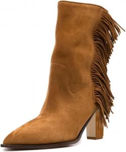 Женские сапоги с бахромой Miss Left, средние по голени, закрытый заостренный носок, массивный каблук, с кисточками, стильные короткие ботильоны, обувь для путешествий и выхода в свет, размер 4-16 US, Brown
