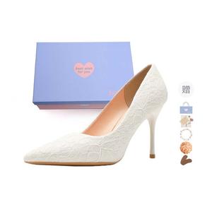 Xingdiman Тонкие каблуки на шпильке женские белые в подарочной упаковке набор белые 8 см [подарочный набор] + подарок, цвет White 8CM[Gift Box Set]+Giveaway