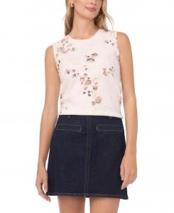 Женский свитер без рукавов с круглым вырезом и цветочным принтом Vince Camuto, Birch