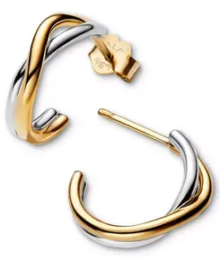 Двухцветные открытые серьги-кольца органической формы Pandora, multi