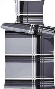 Фланелевое постельное белье 135x200 см в графическую полоску современное серое зимнее теплое хлопковое One-Home