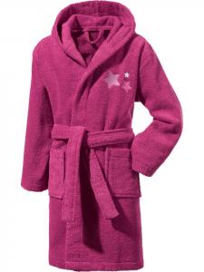 Erwin Müller Детский банный халат из махровой ткани с капюшоном, ягодного цвета