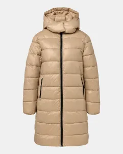 Стеганое пальто с контрастной застежкой-молнией Easy Wear, бежевый