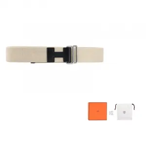 HERMES Кожаный ремень мужской бежевый 4 см, Beige