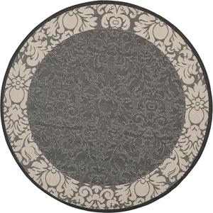 Ковер SAFAVIEH, 204 x 204 см, Courtyard Collection, Black & Sand, без ворса и простой уход, для дома и улицы, моющийся — идеально для патио, заднего двора, прихожей (CY2727-3908)