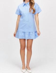 Хлопковый полосатый мини-сарафан в голубом цвете Before You Collection