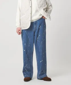 Джинсовые брюки маляра с рисунком брызг краски WESCOT United Arrows, цвет Cobalt