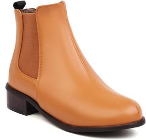 Женские модные ботильоны Челси с плоской подошвой, округлый носок, эластичные, удобные, невысокий каблук, вестерн стиль, короткие ботинки JOEUSTY, Brown