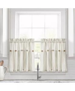Льняные пуговицы, кухонные оконные занавески Lush Decor, бежевый