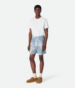 Italian postcard silk shorts BOTTEGA VENETA, голубой/синий