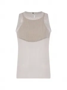 Плиссированный шифоновый топ без рукавов Sacai, белый