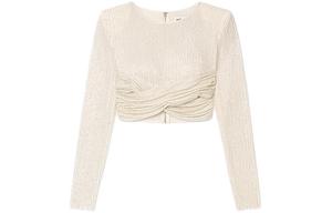 Кроп-топ с бисерными аппликациями Self-portrait, слоновая кость